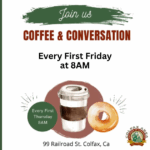 Coffee and donut illustration for Colfax Chamber Coffee Meet-Up flyer