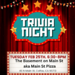 Guests enjoying Trivia Night in Colfax upstairs at Main Street Pizza