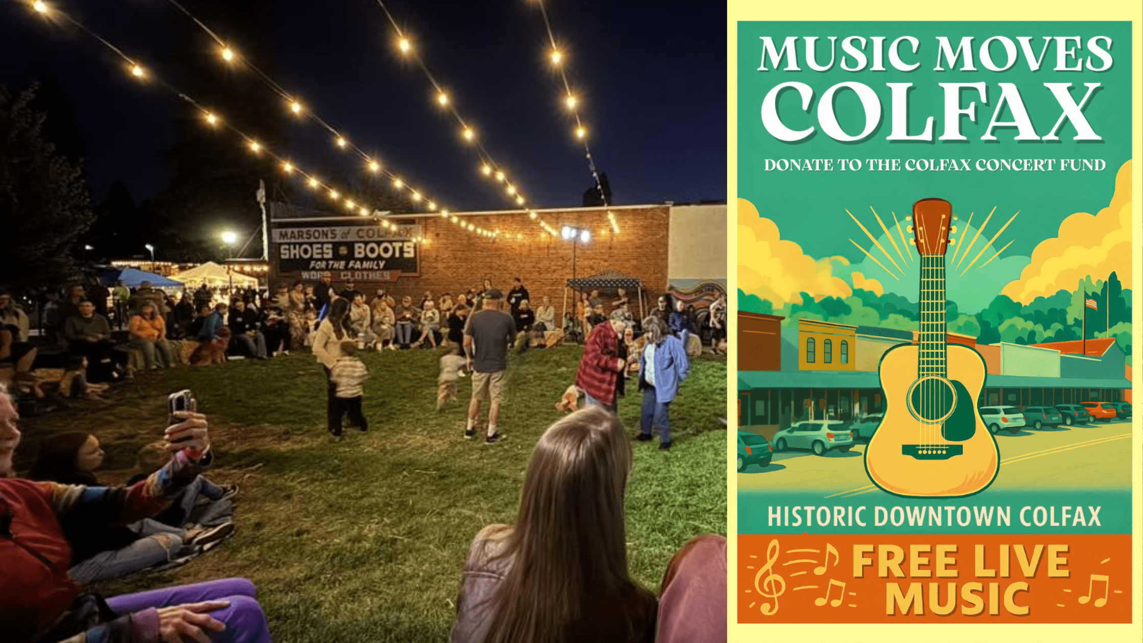 Crowd enjoying live music in Colfax