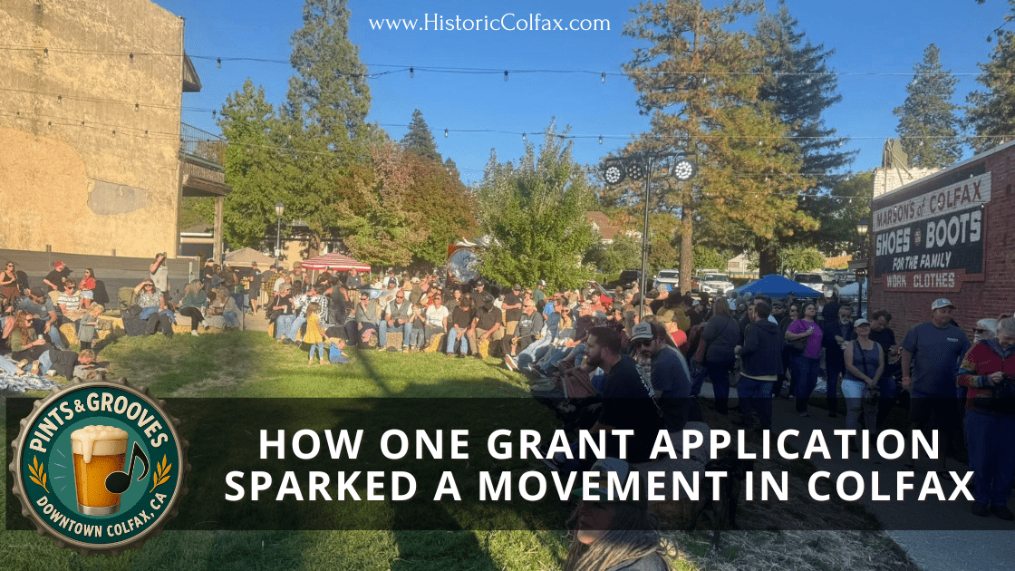 Community concert in downtown Colfax with live music, local vendors, and families enjoying the evening during Pints & Grooves festival.