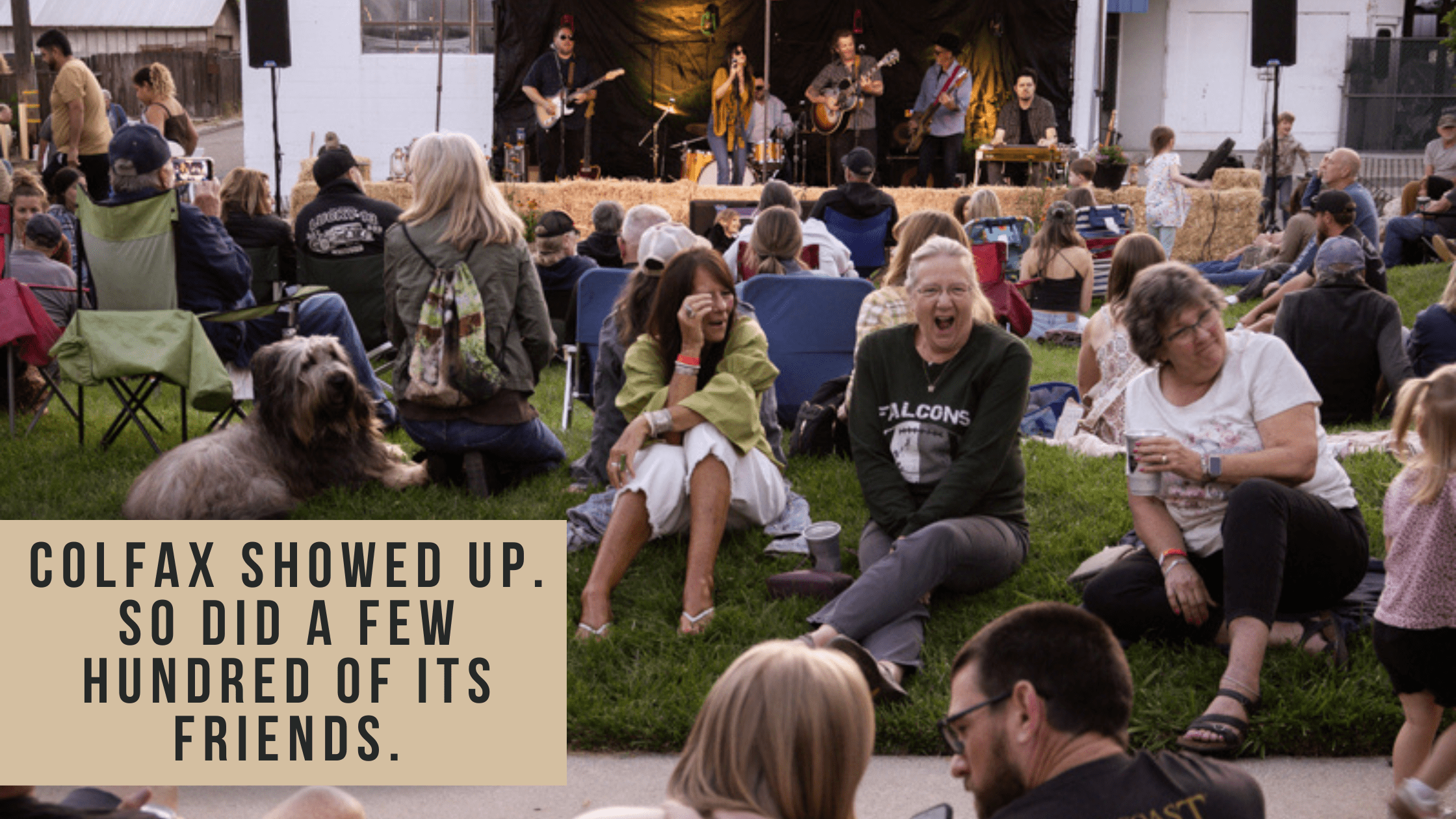 Hundreds of people filling South Main Street in Historic Downtown Colfax CA for the opening night of the Live in Colfax free outdoor summer concert series, May 2026